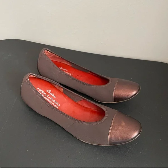 DONALD J PLINER Couture HALO Cap Toe Ballet Flats Leather Brown Size 7.5 Narrow - Picture 3 of 10